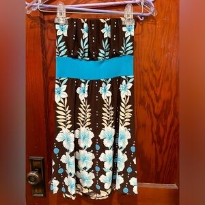 Vintage y2k hibiscus strapless mini dress